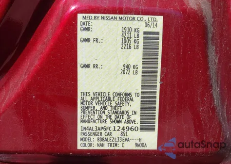 2015 Nissan Altima 2.5 S z USA, uszkodzony, nr VIN 1N4AL3AP6FC124960